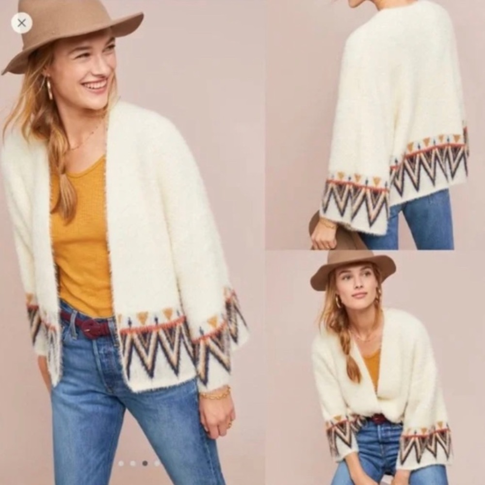 Anthropologie Line and Dot Aztec Boho Knit Cardigan